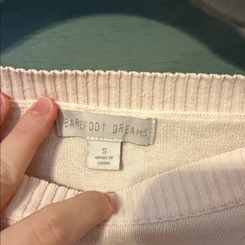 Barefoot Dreams Sunbleached Boatneck Pullover Pale Pink - Picture 6 of 10